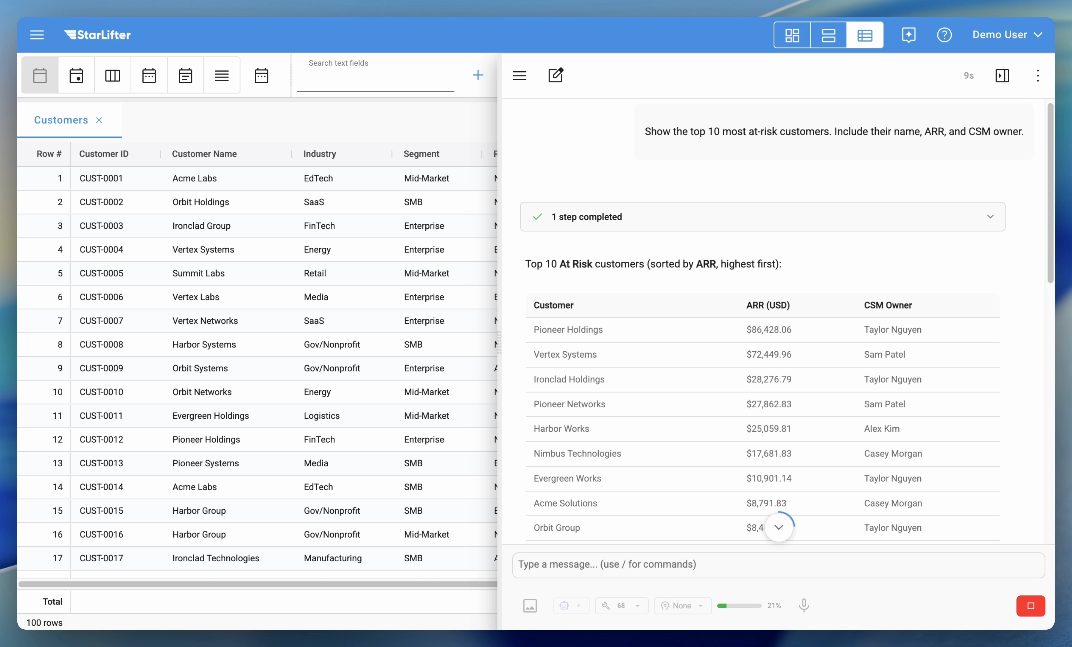 StarLifter Customer Health Intelligence demo teaser